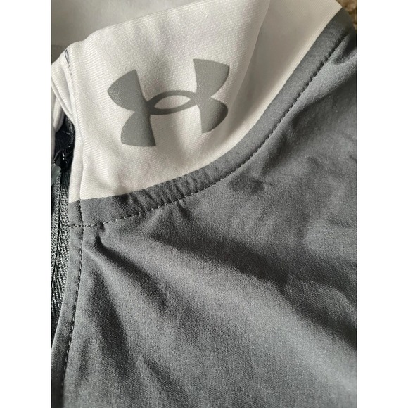Under Armour Long Sleeve 1/4 Quarter Zip Pullover Logo Run Gray Large JBHS - Picture 3 of 9